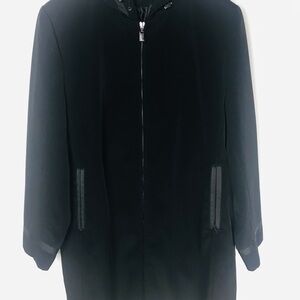 Calvin Klein: Womens Black Zip-Up Rain Coat LARGE
